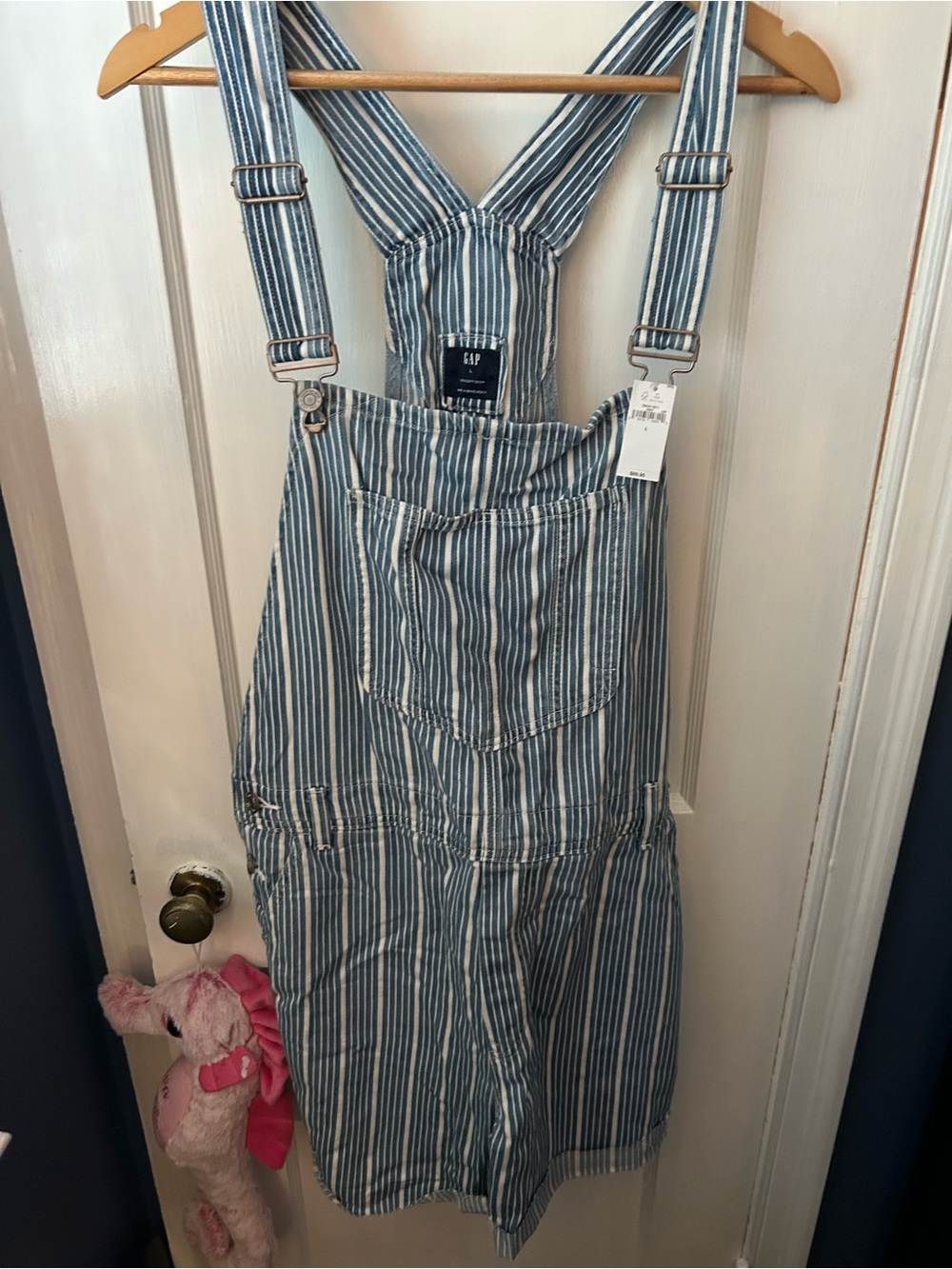 GAP Blue and White Striped Overalls Dress